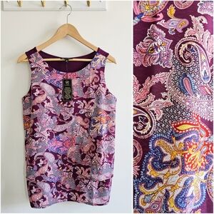 DG2 Diane Gilman Womens Purple Sleeveless Round Neck Layer Blouse Top Size M